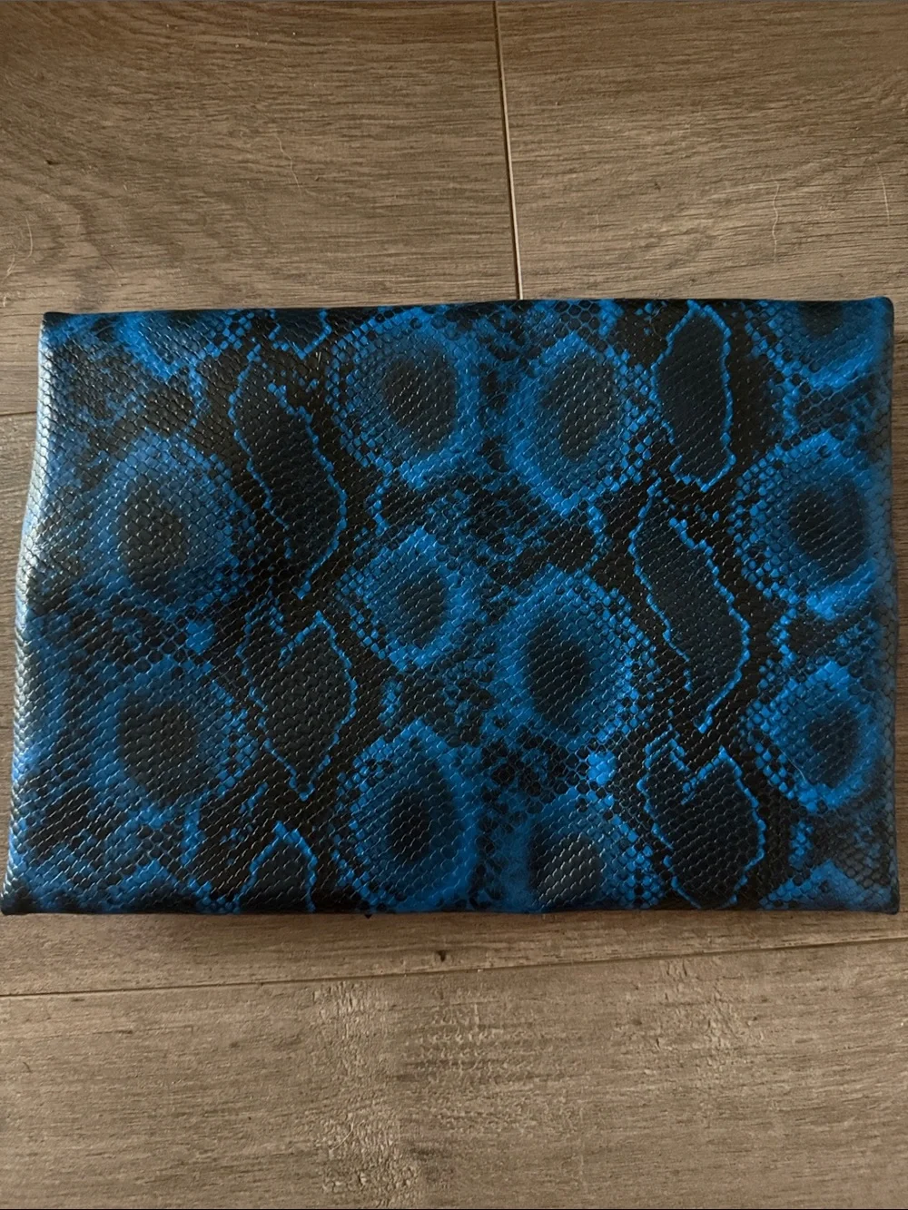 Blue Snake Print Cosmetic Clutch with Tassel